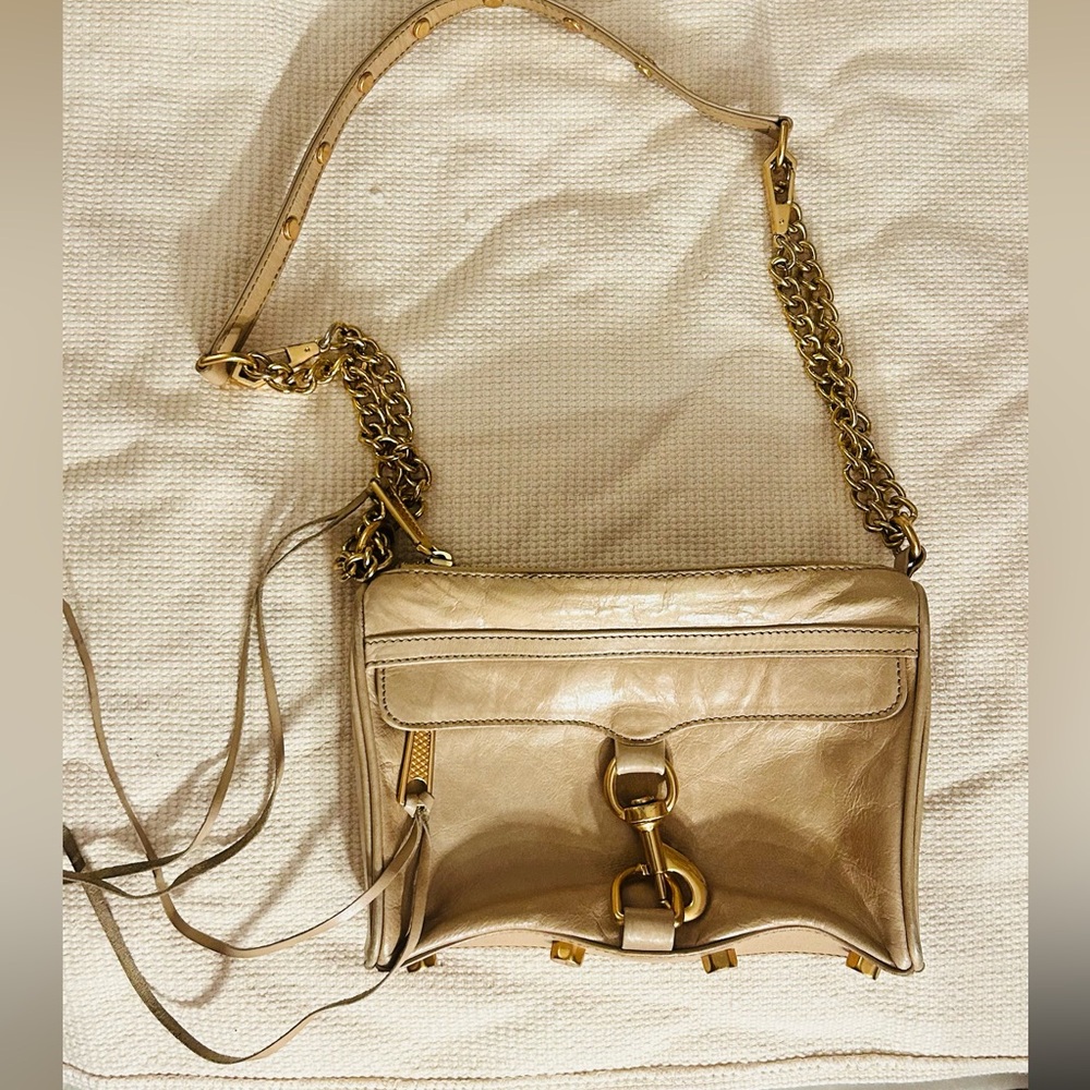 Rebecca Minkoff Mini MAC Crossbody in Porcini with Gold Hardware